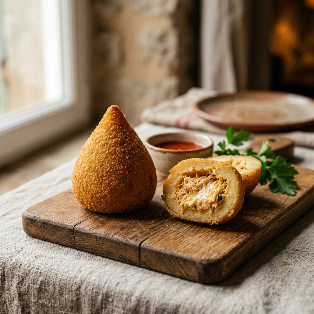 Coxinha de frango crocante artesanal